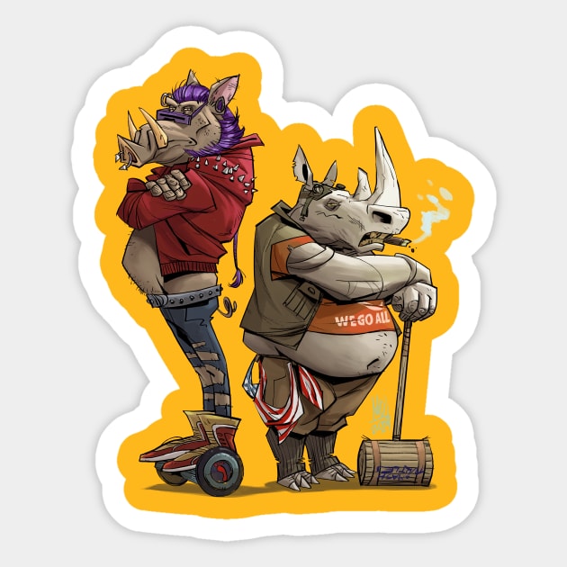 TMNT Bebop and Rocksteady Sticker by markodjeska